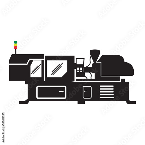 electric or hydraulic injection molding machine icon. vector illustration design.