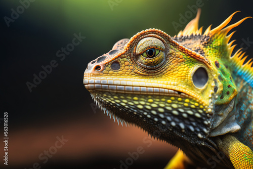 Generative AI illustration of close up of a chameleon