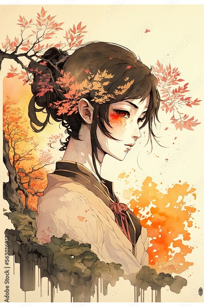 Geisha Anime Girl A Beautiful Fusion Of Tradition And Modernity Ai Generated Wallpaper Design