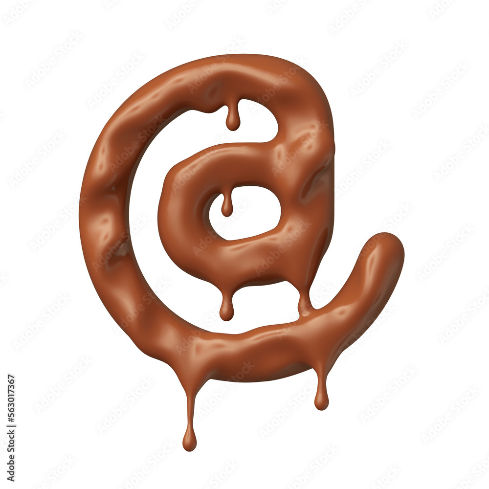 At-sign symbol in chocolate realistic 3d rendering At-sign symbol in chocolate realistic 3d rendering