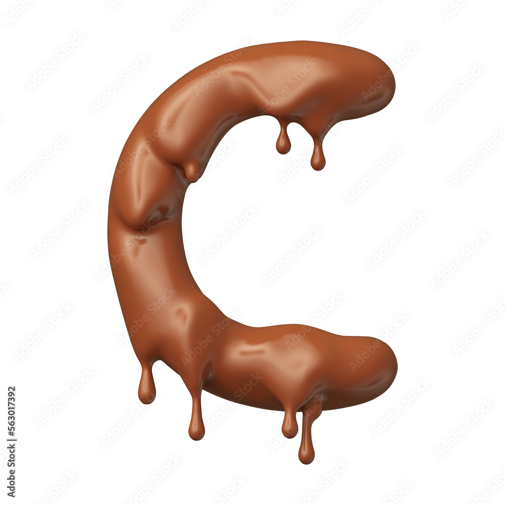 Chocolate letter C in realistic 3d render Chocolate letter C in realistic 3d render
