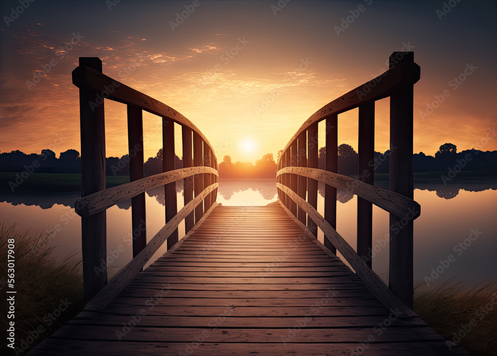 sunset on the pier, ai generated