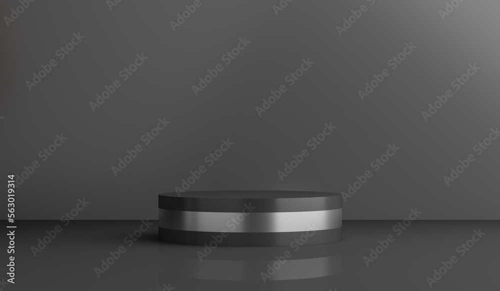 3d render of crystal ball with broken pieces of stone on a gray background. Black podium in dark room. 3d render of crystal ball with broken pieces of stone on a gray background. Black podium in dark room.