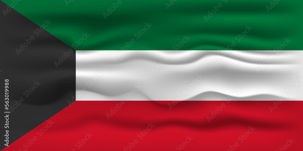 Waving flag of the country Kuwait. Vector illustration.