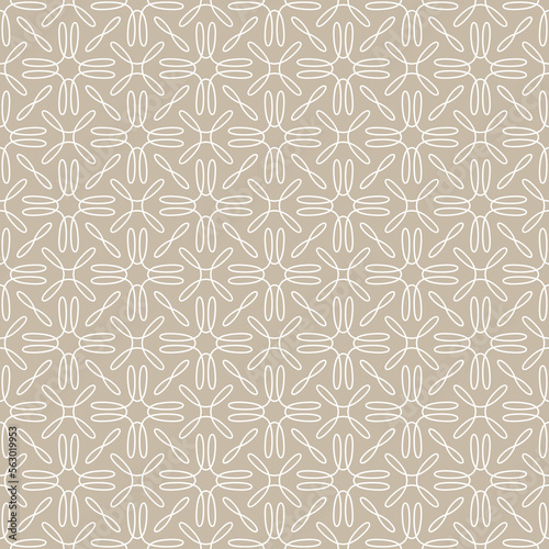 Seamless pattern with outline weave floral shapes. Abstract modern endless texture background. Vector illustration.