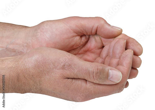 Male cupped hands cost of living crisis concept transparent png file