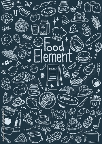 Food element  doodle hand drawing food set