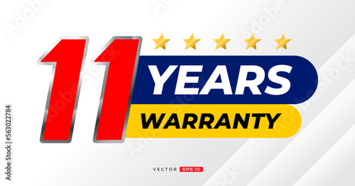 11 years warranty label. for icon, badge, logo, sticker, tag. vector label illustration 