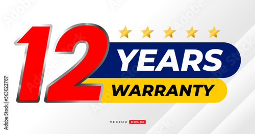 12 years warranty label. for icon, badge, logo, sticker, tag. vector label illustration 