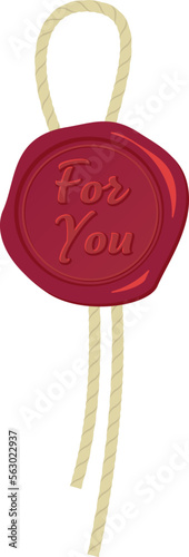 赤いシーリングスタンプ「For You」と麻紐のデコレーションパーツ
