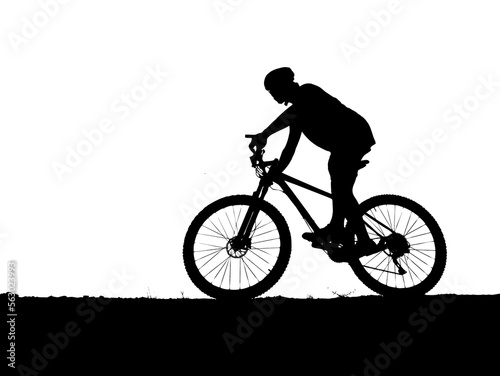 silhouette of mountain biker on colored background with clipping path