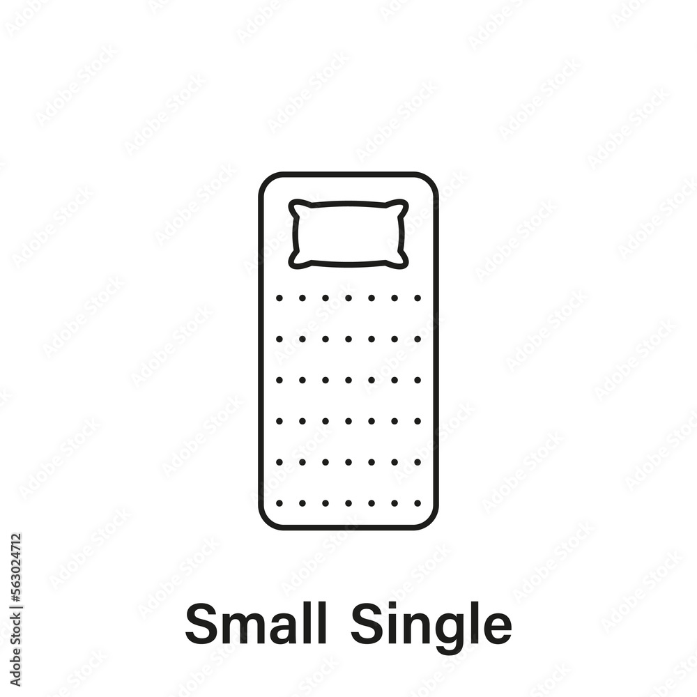 Mattress Small Single Size Line Icon. Bed Size Dimension Linear Pictogram. Bed Length