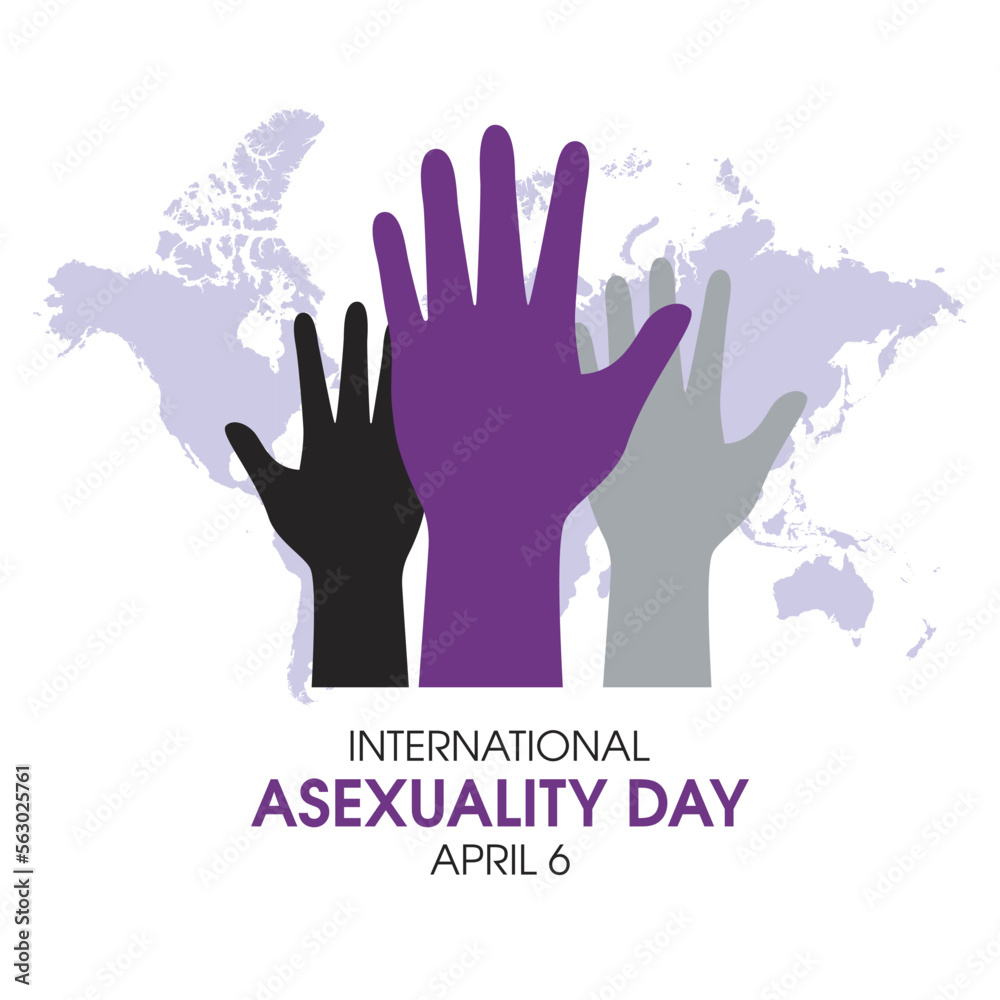 International Asexuality Day vector. Asexual pride flag raised hands up