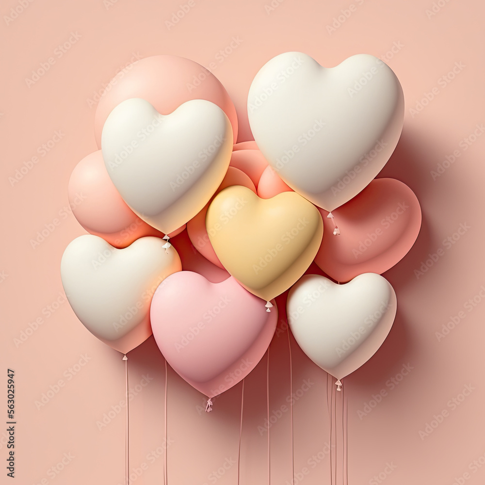 ภาพประกอบสต็อก Heart shaped balloons. Heart balloon on pink background