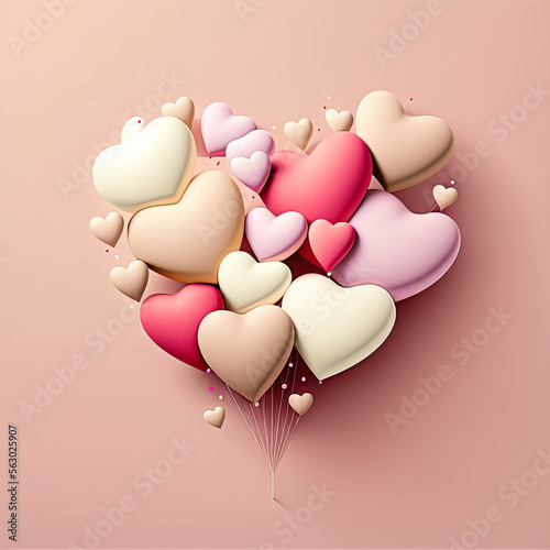 Heart shaped balloons. Heart balloon on pink background. Symbol of love. Valentines day background. Love background. Velentines day illustration.