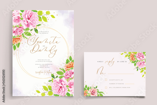 wedding floral and leaves design card