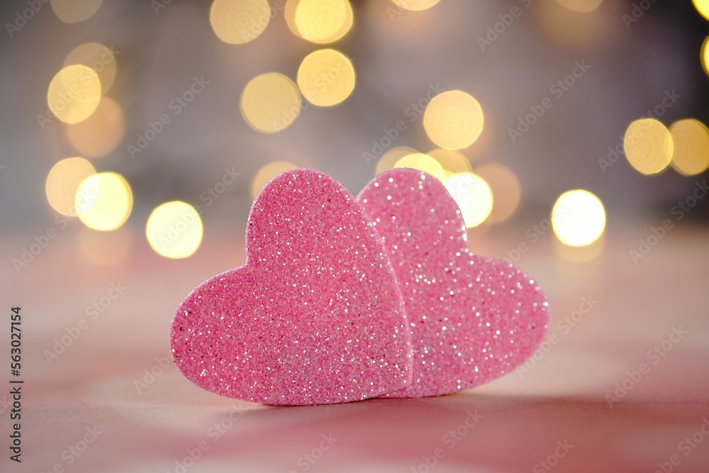 Fototapeta premium Valentine'sday background heart design with copy space, selective focus