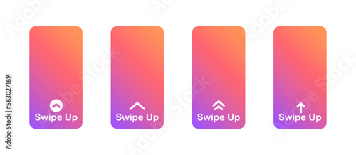 Swipe up icon set. Arrow up buttons for social media stories. Scroll or swipe up for advertising and marketing in social media. Vector illustration.