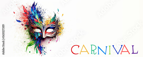 Multicolored carnival mask banner with space for text