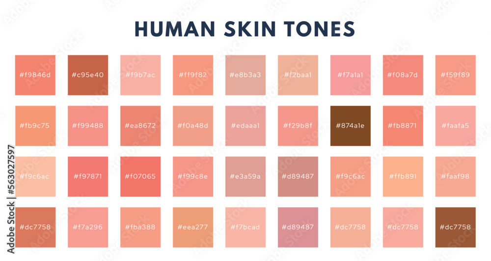 Index of skin tones set. Cosmetics skin tone color pallete. Vector ...