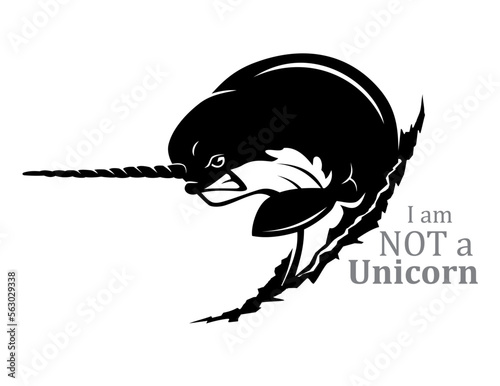 I am Narwhal. Displeased Tough Expression, Bust Illustration