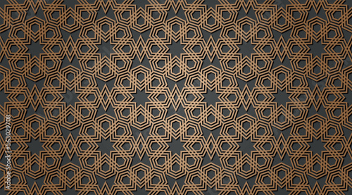 Seamless 3d Ramadan Islamic pattern in Arabian style Vector illustration