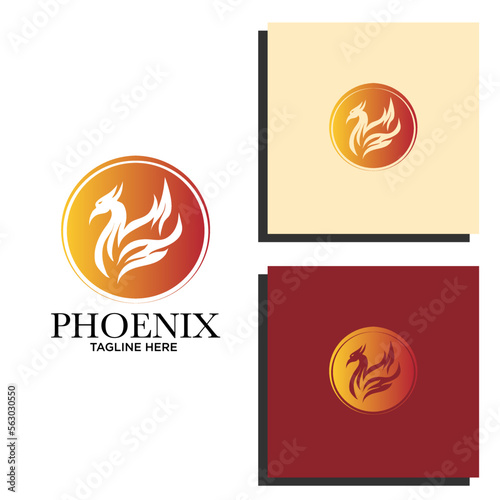 Modern Flaming Phoenix Logo template vector illustration