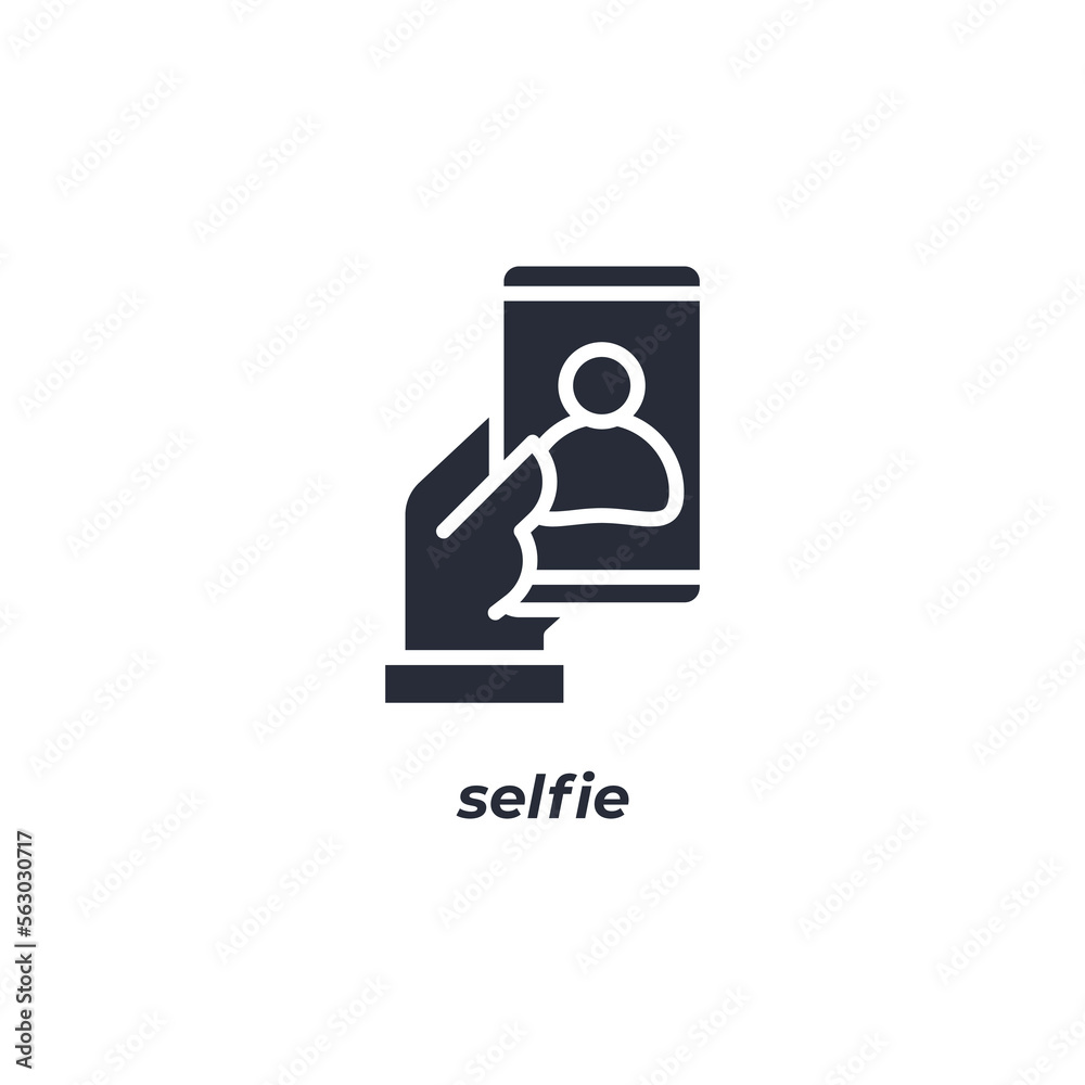 Vector sign selfie symbol is isolated on a white background. icon color editable. Vector sign selfie symbol is isolated on a white background. icon color editable.