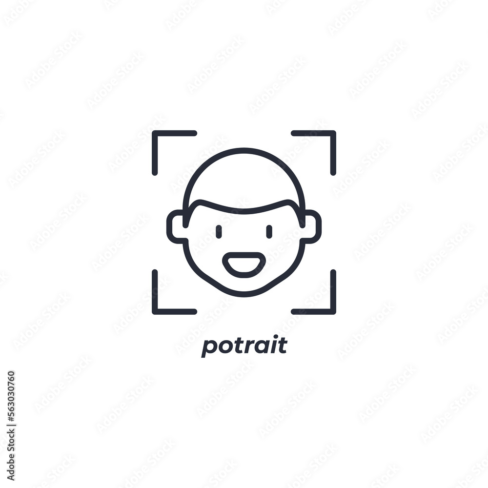 Vector sign potrait symbol is isolated on a white background. icon color editable. Vector sign potrait symbol is isolated on a white background. icon color editable.
