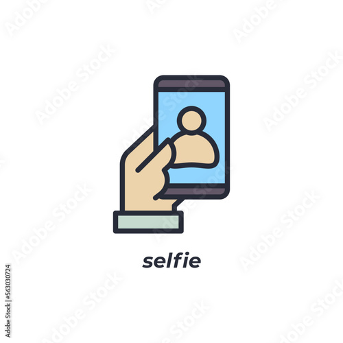 Vector sign selfie symbol is isolated on a white background. icon color editable.