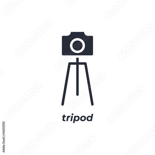 Vector sign tripod symbol is isolated on a white background. icon color editable.