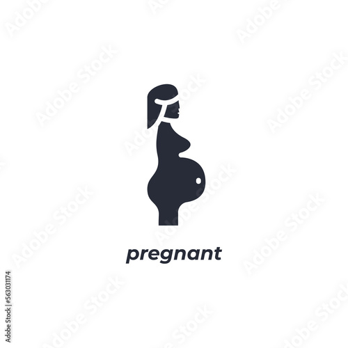 Vector sign pregnant symbol is isolated on a white background. icon color editable.
