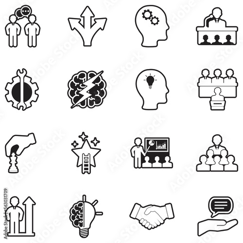 Coaching And Mentoring Icons. Line With Fill Design. Vector Illustration.