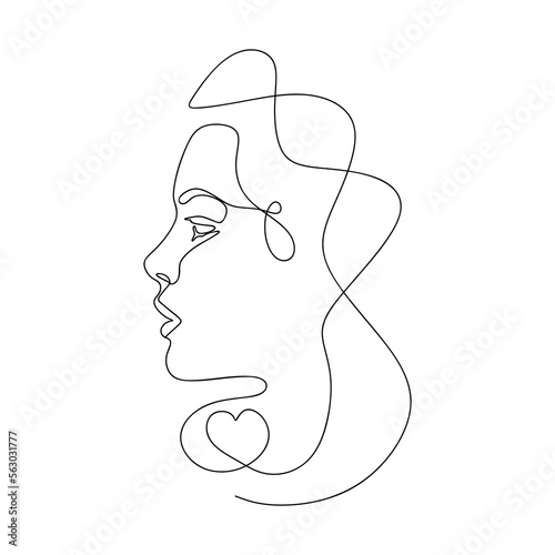One line drawing Woman face. Line continuous woman portret in minimalistic style. vector illustration