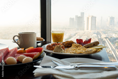 Photography breakfast with an amazing view of Dubai