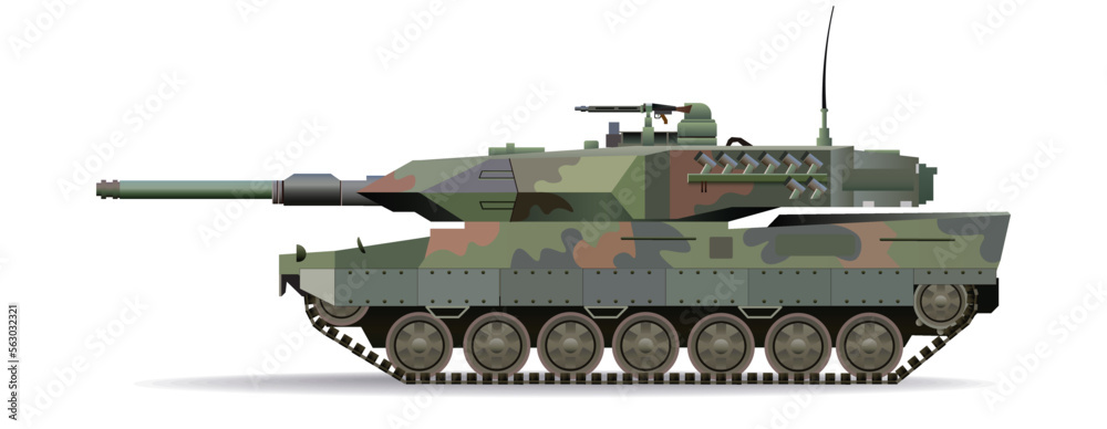 Vector ilustration of a modern military tank, Leopard 2, side view Vector ilustration of a modern military tank, Leopard 2, side view