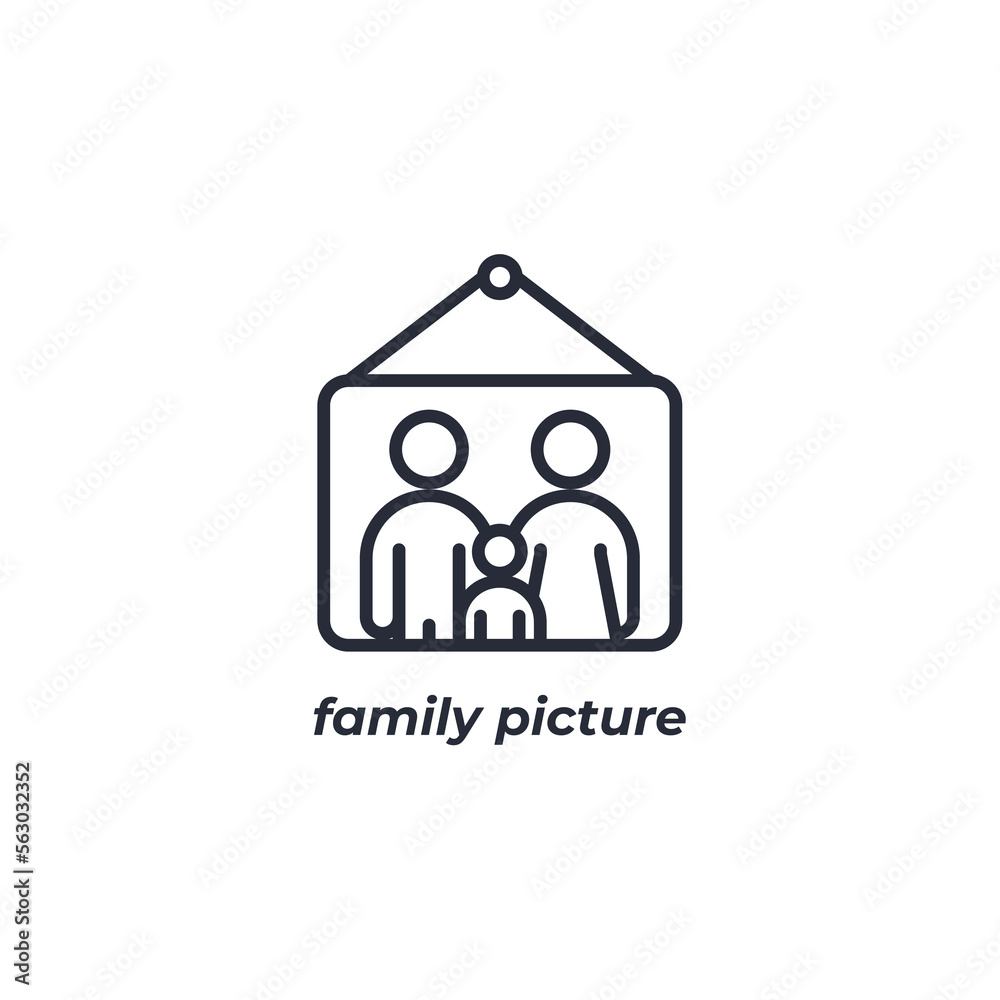 Vector sign family picture symbol is isolated on a white background. icon color editable. Vector sign family picture symbol is isolated on a white background. icon color editable.