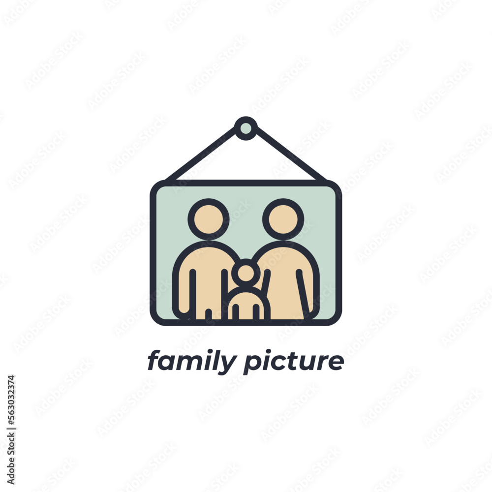 Vector sign family picture symbol is isolated on a white background. icon color editable. Vector sign family picture symbol is isolated on a white background. icon color editable.
