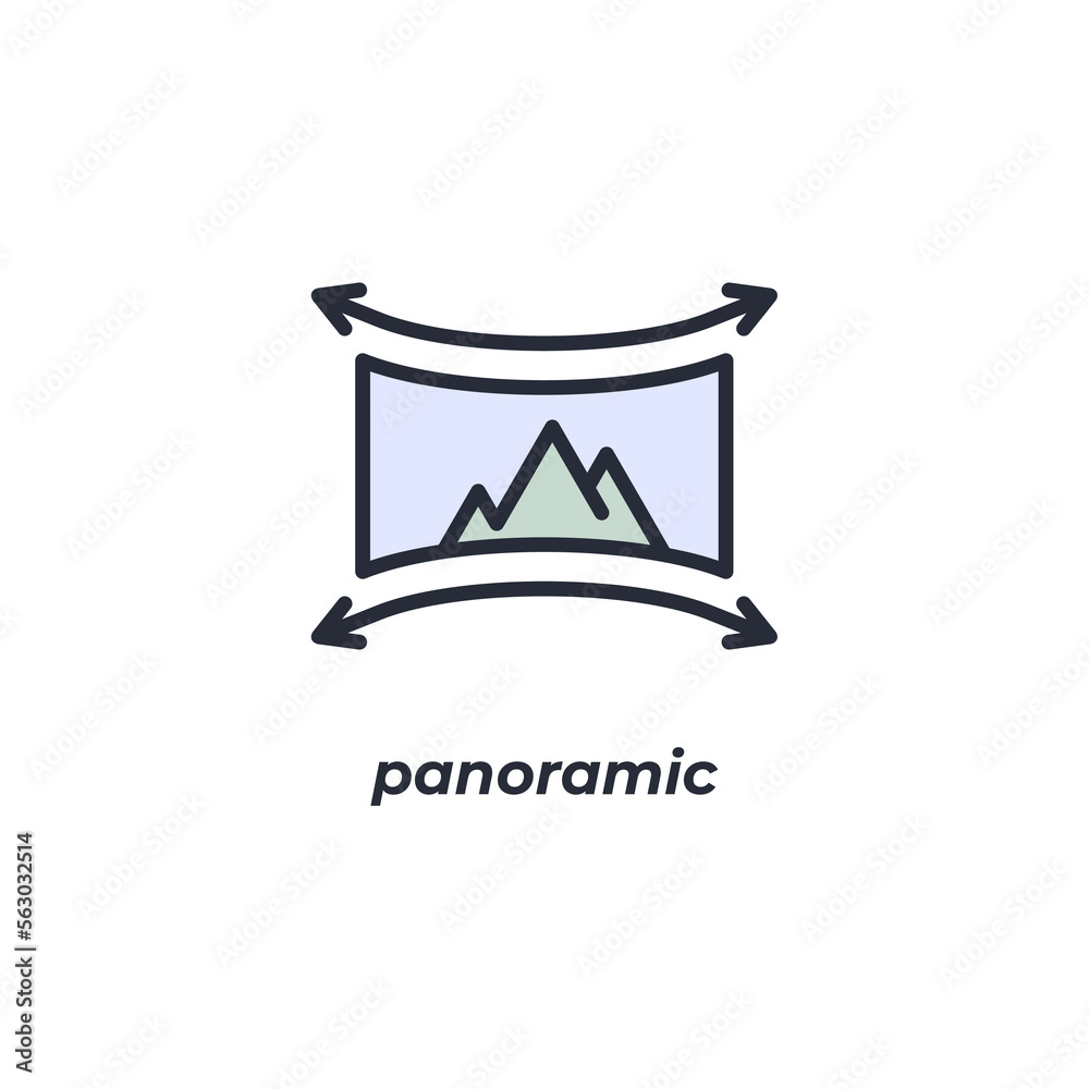Vector sign panoramic symbol is isolated on a white background. icon color editable.