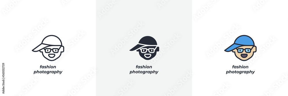fashion photography icon. Line, solid and filled outline colorful version, outline and filled vector sign. Idea Symbol, logo illustration. Vector graphics