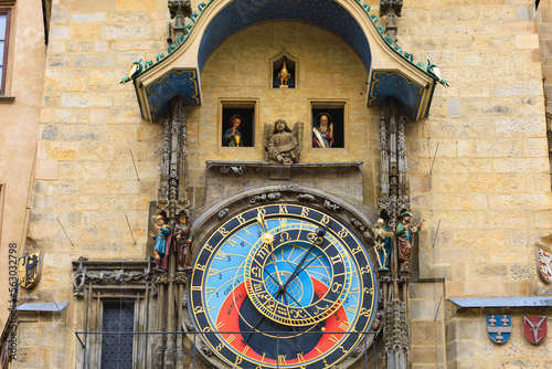 Show of moving figures on the Prague Astronomical Clock. The main attraction of the capital of the Czech Republic
