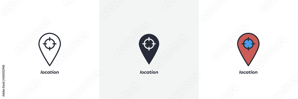 location icon. Line, solid and filled outline colorful version, outline and filled vector sign. Idea Symbol, logo illustration. Vector graphics location icon. Line, solid and filled outline colorful version, outline and filled vector sign. Idea Symbol, logo illustration. Vector graphics