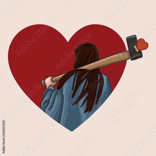 A girl with an ax. Happy Valentine's Day.