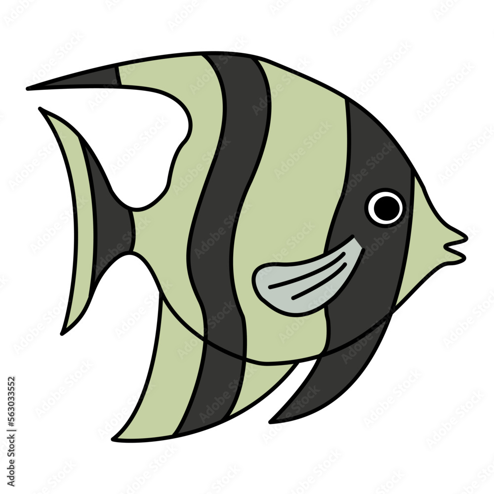 Cartoon fish Moorish idol. Moorish idol fish vector illustration ...