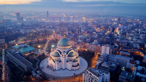 View of Saint Sava, orthodox church in Belgrade, Serbia. photo