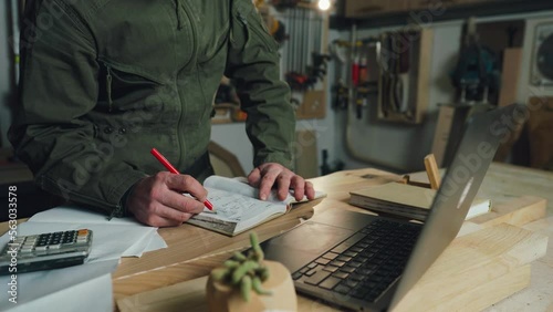 Carpenter in a carpentry shop is developing a project for a wood product. 