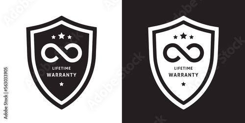 lifetime warranty vector symbol in black and white. photo
