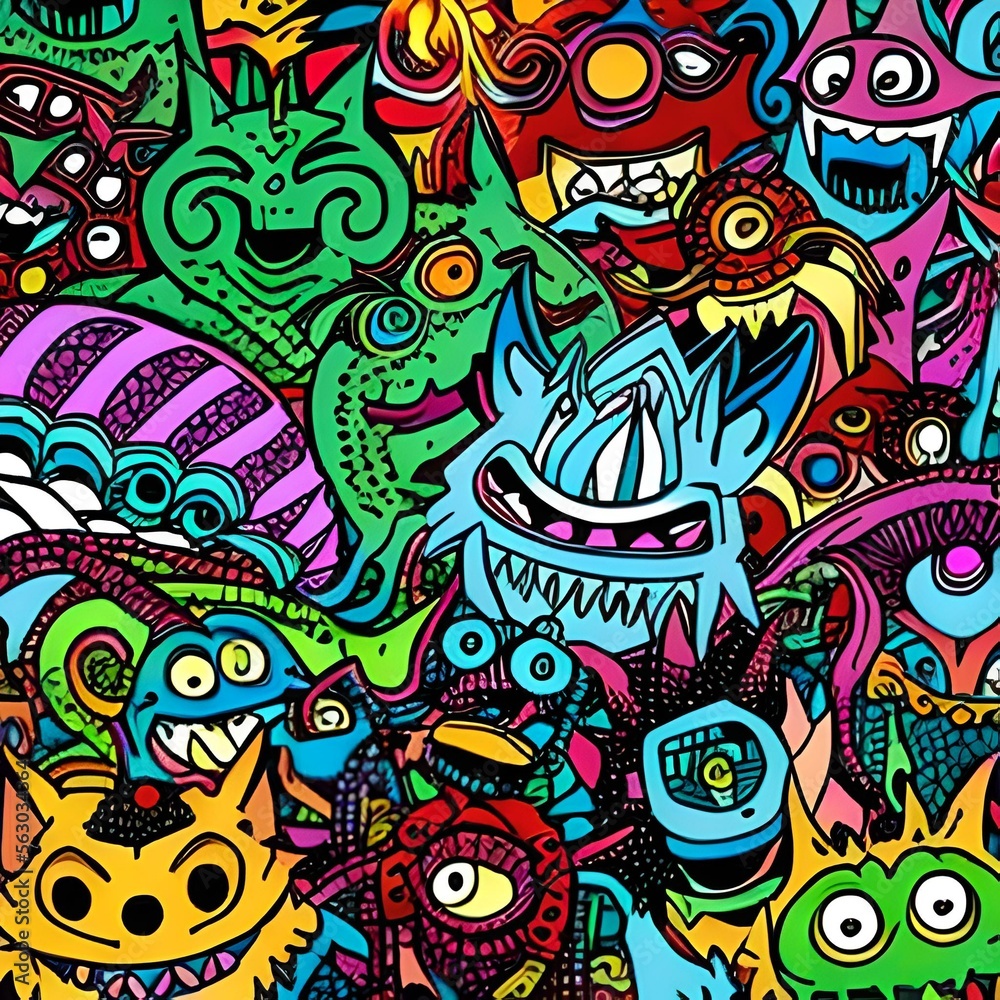 pattern with funny monsters