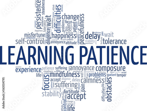Learn To Be Patient word cloud conceptual design isolated on white background.