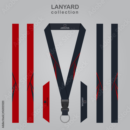 Black red and red black technology lanyard templates set. for all company